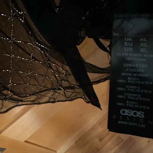 ASOS Black Sheer Beaded Button-Up Shirt - Picture 4 of 4